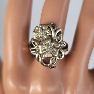 Diamond & Sterling Hibiscus Ring